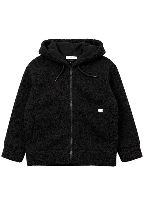 Black Sherpa Cardigan for Kids Paolo Pecora | PP3799/SUNERO